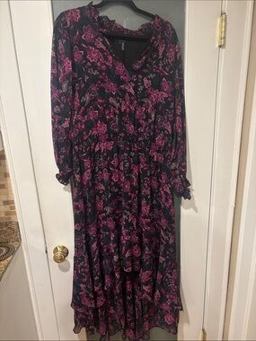 1. State Black Maxi Dress with Pink Floral Print